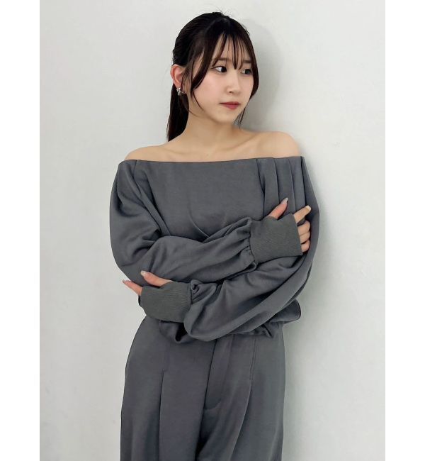 dazzlin「【吉田朱里】タックスリーブオフショルスウェット ※BLACK WEB限定カラー」|スウェット・ジャージ|