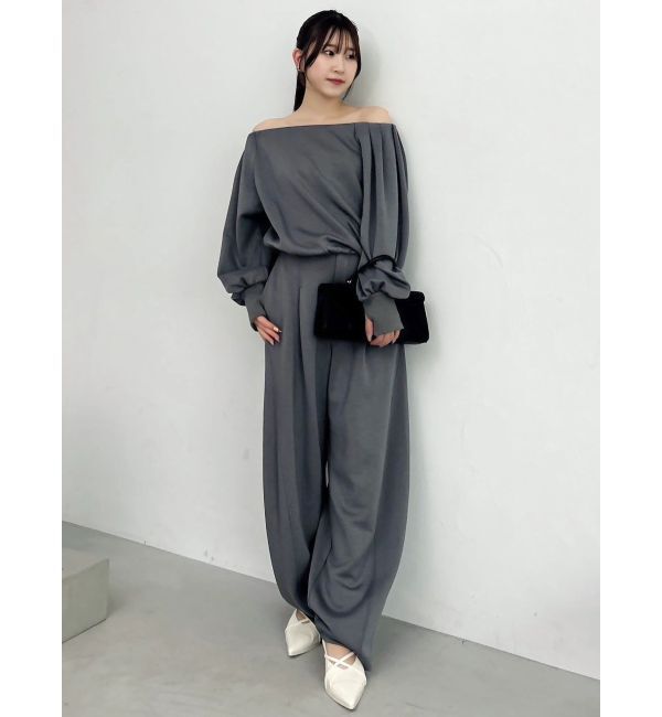 dazzlin「【吉田朱里】タックスリーブオフショルスウェット ※BLACK WEB限定カラー」|スウェット・ジャージ|