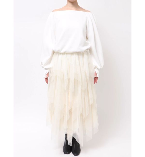 dazzlin「【吉田朱里】タックスリーブオフショルスウェット ※BLACK WEB限定カラー」|スウェット・ジャージ|