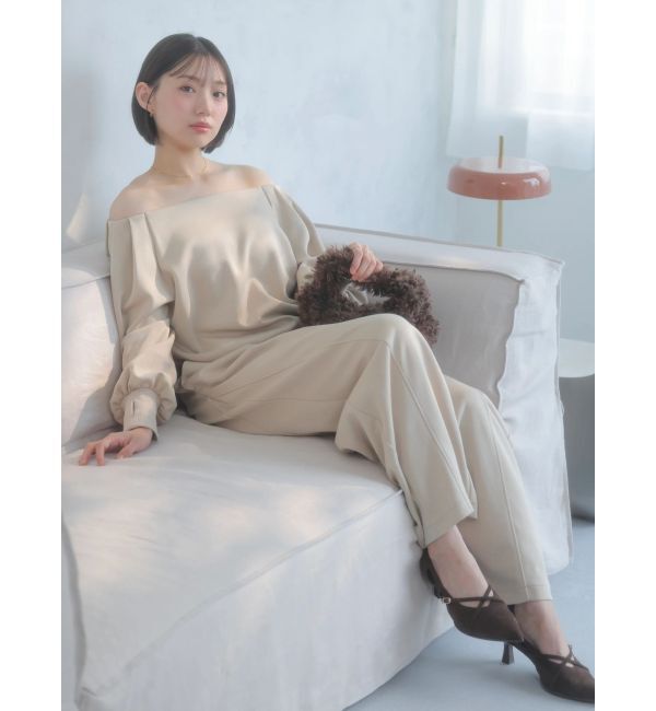 dazzlin「【吉田朱里】タックスリーブオフショルスウェット ※BLACK WEB限定カラー」|スウェット・ジャージ|