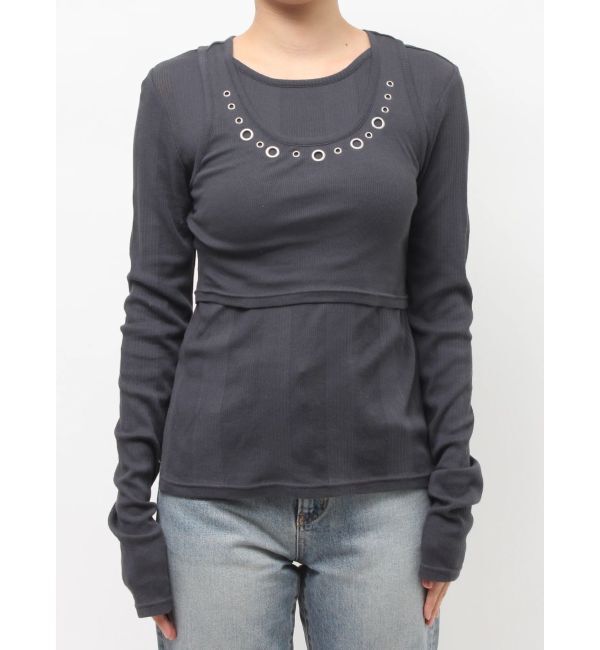 Ungrid「ハトメデザインレイヤードロングスリーブTee」|Tシャツ・カットソー|