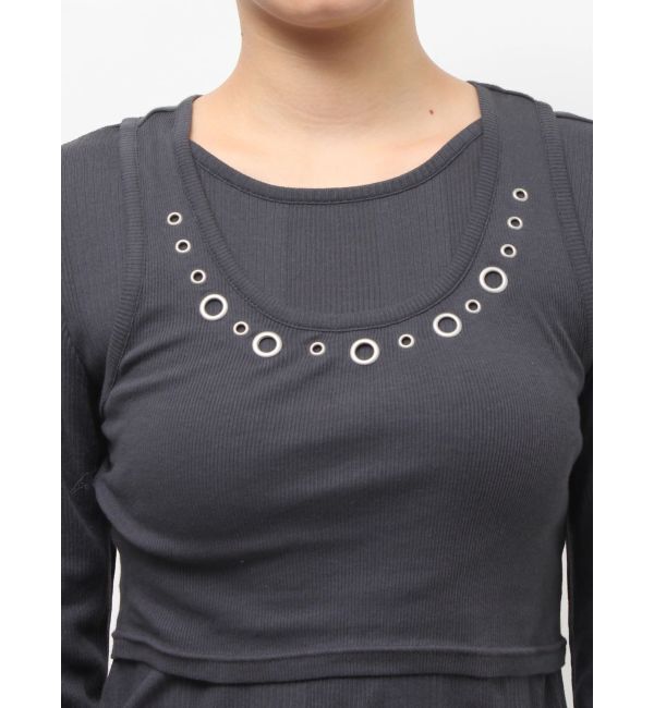 Ungrid「ハトメデザインレイヤードロングスリーブTee」|Tシャツ・カットソー|