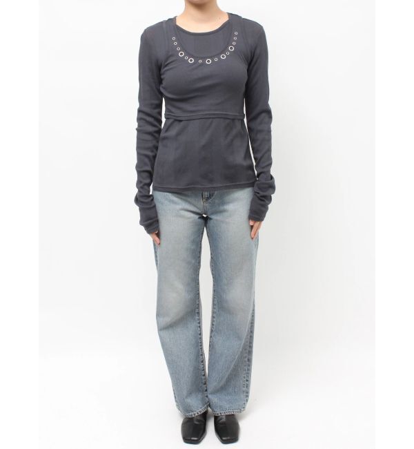 Ungrid「ハトメデザインレイヤードロングスリーブTee」|Tシャツ・カットソー|