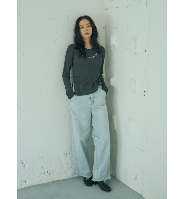 Ungrid「ハトメデザインレイヤードロングスリーブTee」|Tシャツ・カットソー|