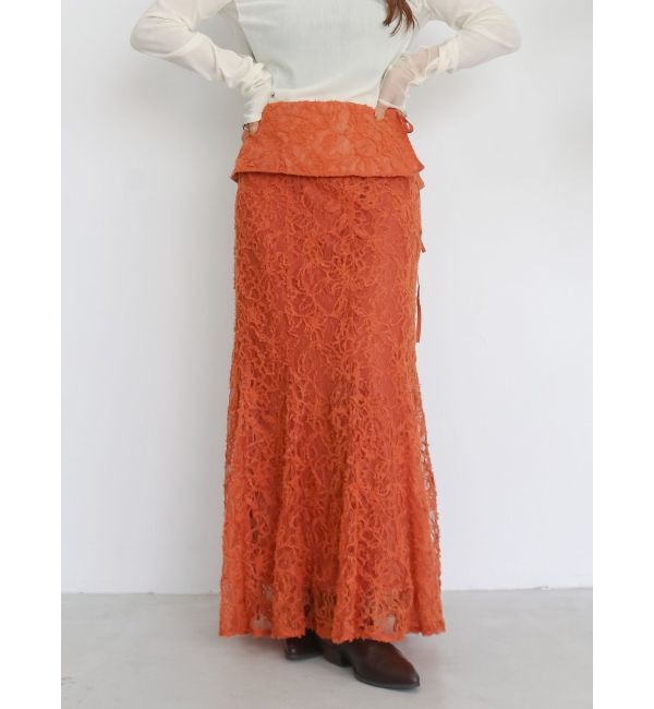 Ungrid「起毛レースマーメイドスカート」|スカート|オレンジ