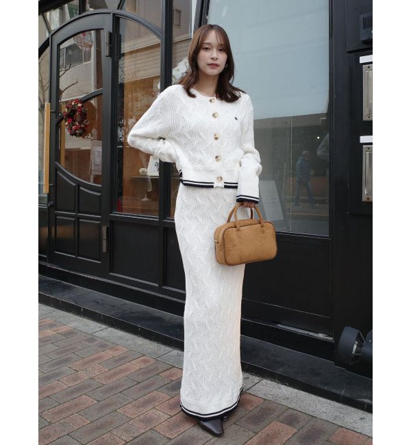 LAGUNAMOON「【POLO BCSコラボ】コットンケーブルニットカーディガンスカートセットアップ」|ワンピース|