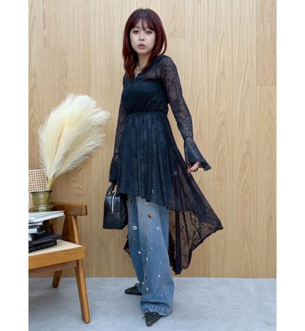 EVRIS「レースイレヘムフーディワンピース」|ワンピース|