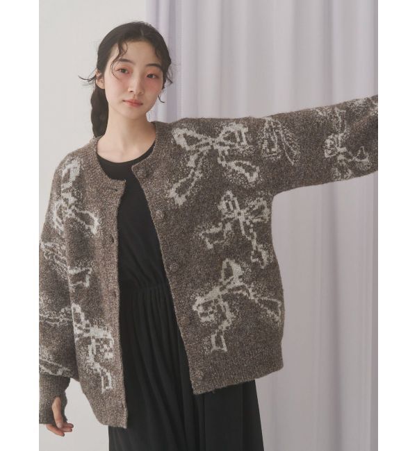 merry jenny「ribbon jacquard knit cardigan」|カーディガン|