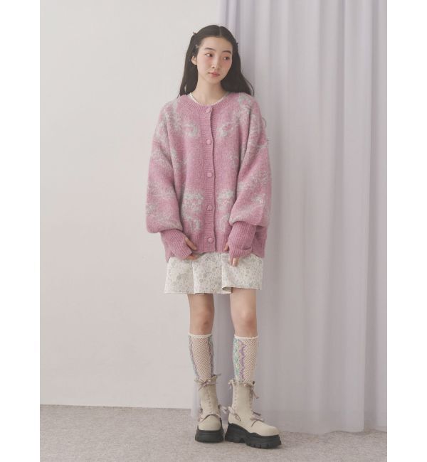 merry jenny「ribbon jacquard knit cardigan」|カーディガン|