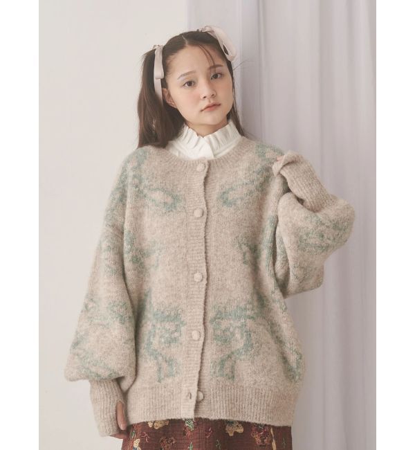 merry jenny「ribbon jacquard knit cardigan」|カーディガン|
