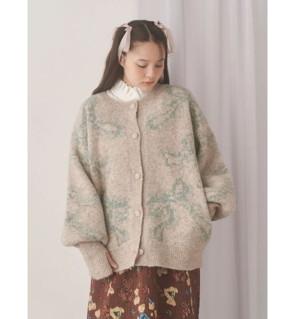 merry jenny「ribbon jacquard knit cardigan」|カーディガン|