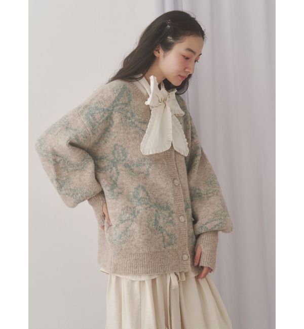 merry jenny「ribbon jacquard knit cardigan」|カーディガン|