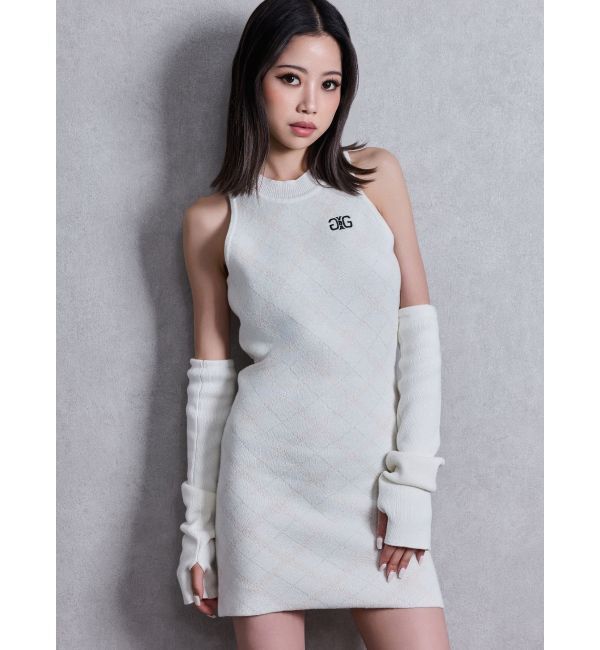 GYDA「ラメアーガイルアメスリニットワンピース」|ワンピース|