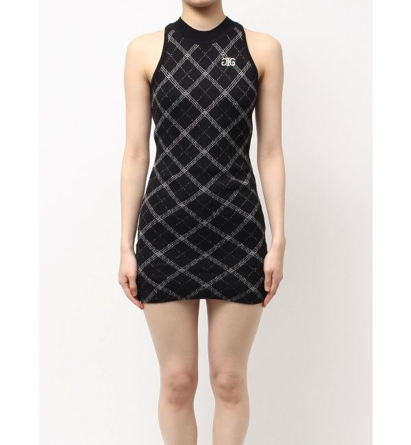 GYDA「ラメアーガイルアメスリニットワンピース」|ワンピース|