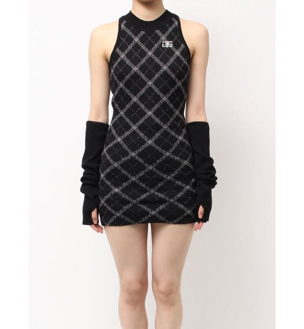 GYDA「ラメアーガイルアメスリニットワンピース」|ワンピース|