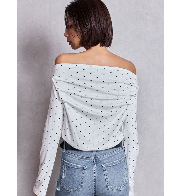 GYDA「ドットパターンオフショルトップス」|Tシャツ・カットソー|