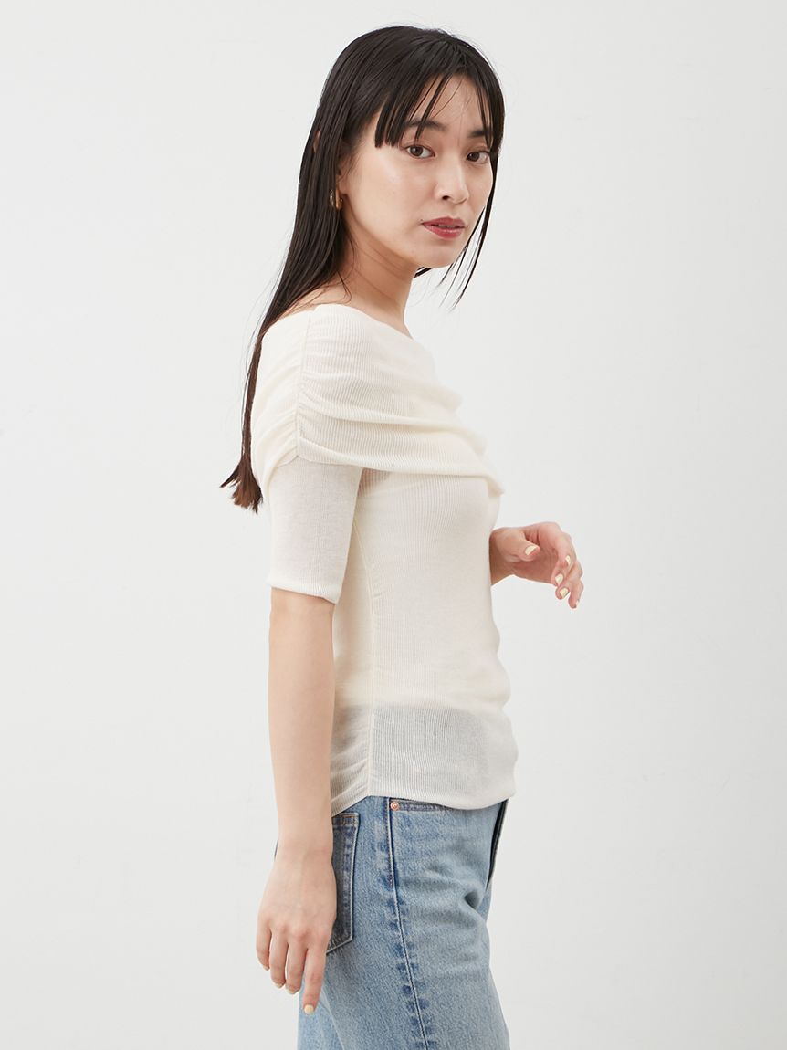 Mila Owen「ドレープデザインオフショルニットトップス」|ニット・セーター|