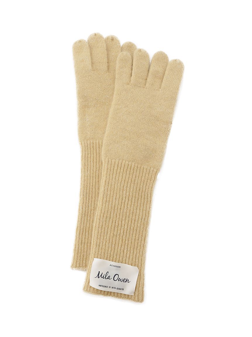 Mila Owen「ラメリブニットロンググローブ」|手袋|YEL