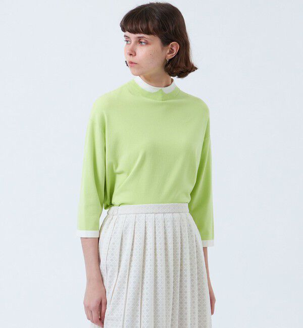 MACKINTOSH PHILOSOPHY「Cleric Collar Knit ワイドフィット(七分袖)」|ニット・セーター|グリーン