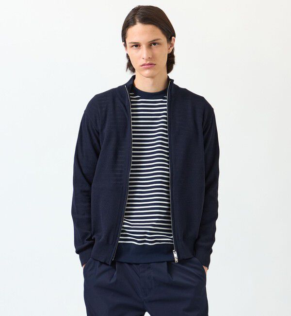 MACKINTOSH PHILOSOPHY「14G カノコ風ジャカード ドライバーズニット」|ニット・セーター|ネイビー