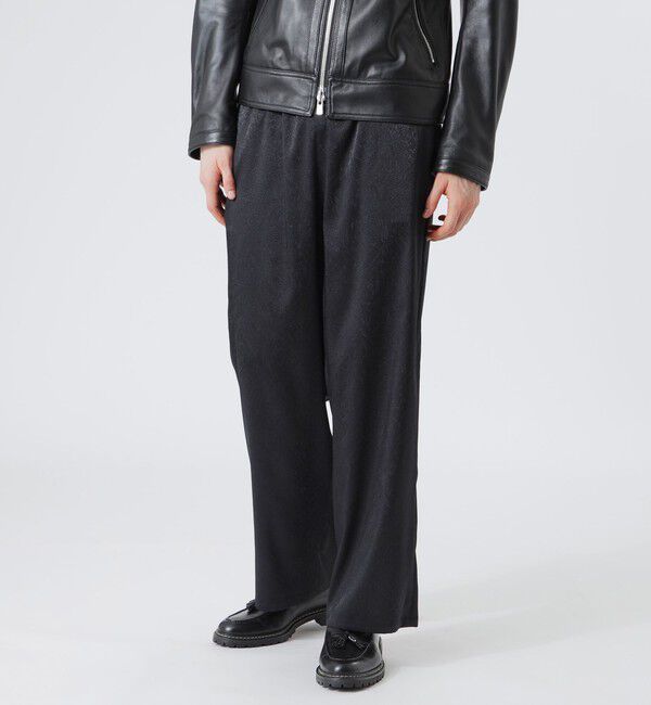  「サテンジャカード ワイドパンツ」|その他|ブラック