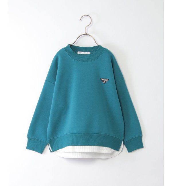 ikka kids「裏起毛裾レイヤードワッペントレーナー（120~160cm）」|Tシャツ・カットソー|