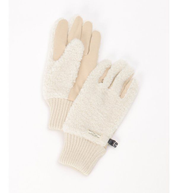 ikka「防風ボア手のひらジャージグローブ」|手袋|アイボリー