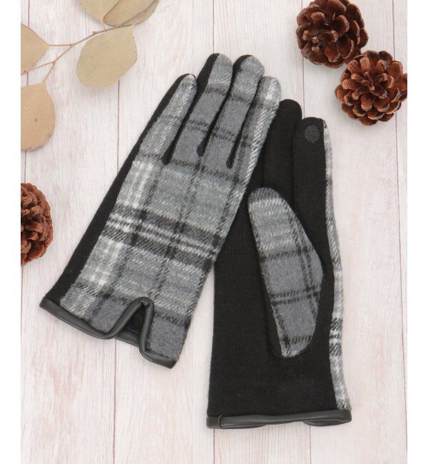 Lbc with Life「チェックパターングローブ」|手袋|ブラック