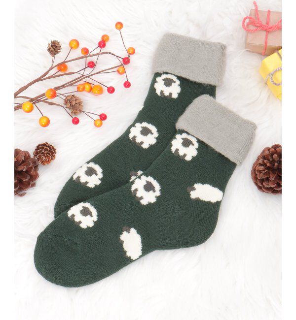 Lbc with Life「裏起毛ソックス シープ」|その他|グリーン