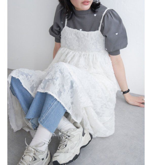 VENCE share style「フリンジジャガードキャミワンピース」|ワンピース|