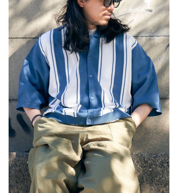 VENCE share style「ストライプケンシュクニットシャツ」|Tシャツ・カットソー|