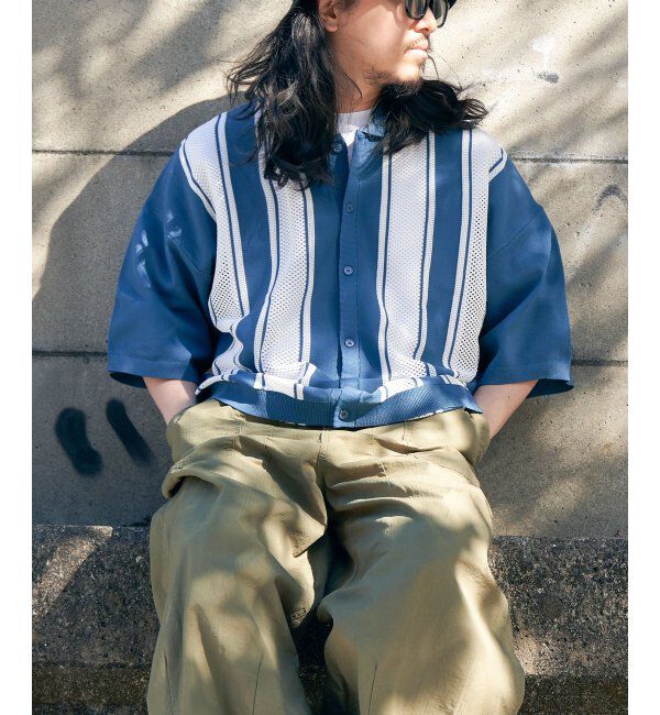 VENCE share style「ストライプケンシュクニットシャツ」|Tシャツ・カットソー|