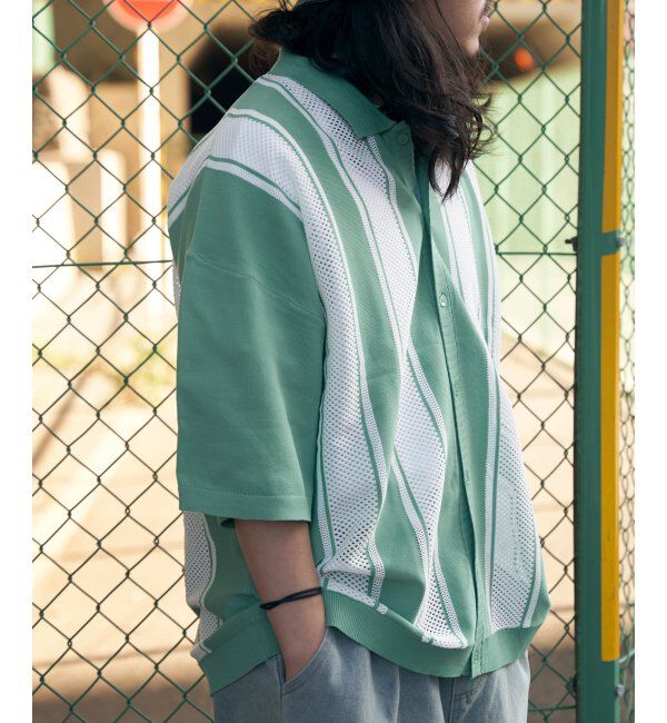 VENCE share style「ストライプケンシュクニットシャツ」|Tシャツ・カットソー|