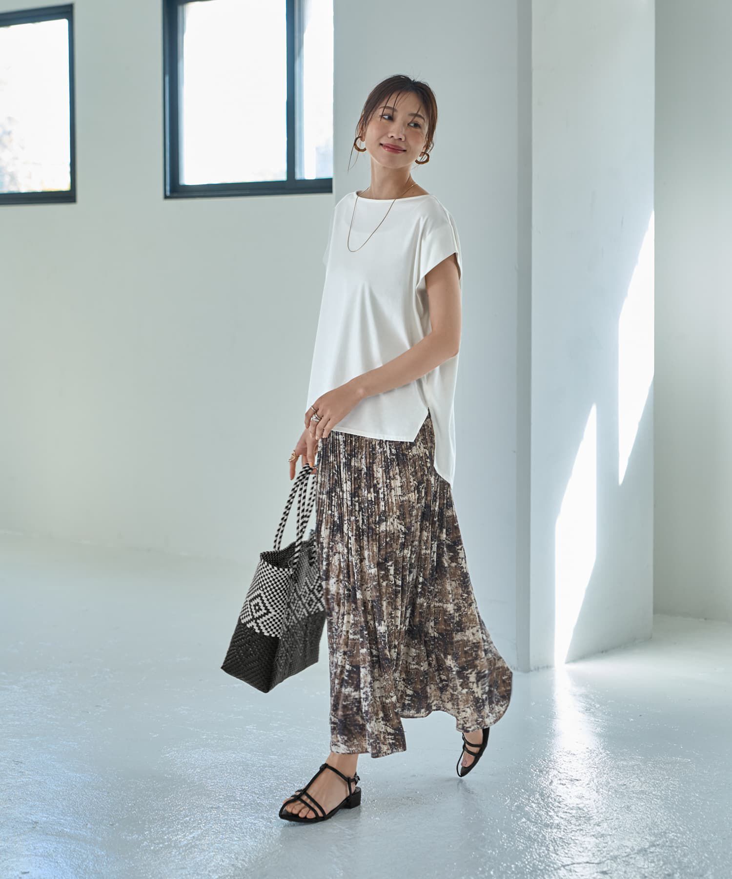 STYLE DELI「カラーMIX柄フェードアウトプリーツスカート」|フレア|