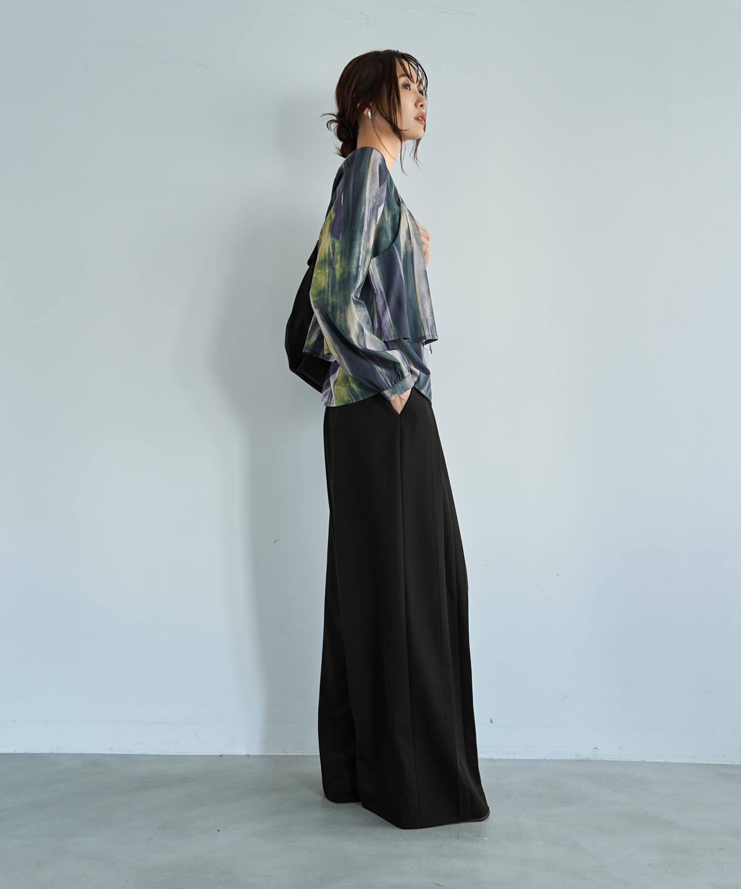 STYLE DELI「重ね着キャミセット水彩ストライプ柄ブラウス」|シャツ・ブラウス|