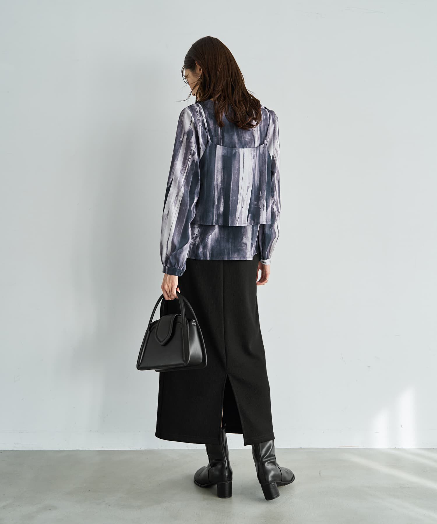 STYLE DELI「重ね着キャミセット水彩ストライプ柄ブラウス」|シャツ・ブラウス|