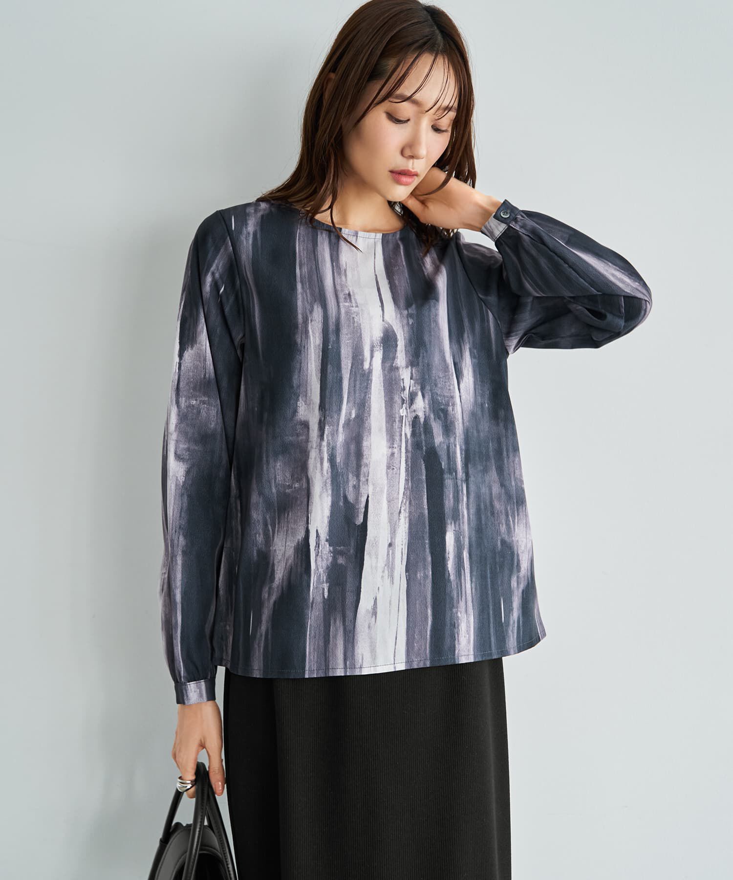 STYLE DELI「重ね着キャミセット水彩ストライプ柄ブラウス」|シャツ・ブラウス|