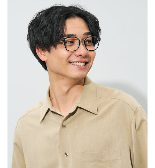  「 ウェリントン型 メガネ | レザー調、ラバーテンプル Zoff  レンズ交換券付 レンズ交換券付」|メガネ|