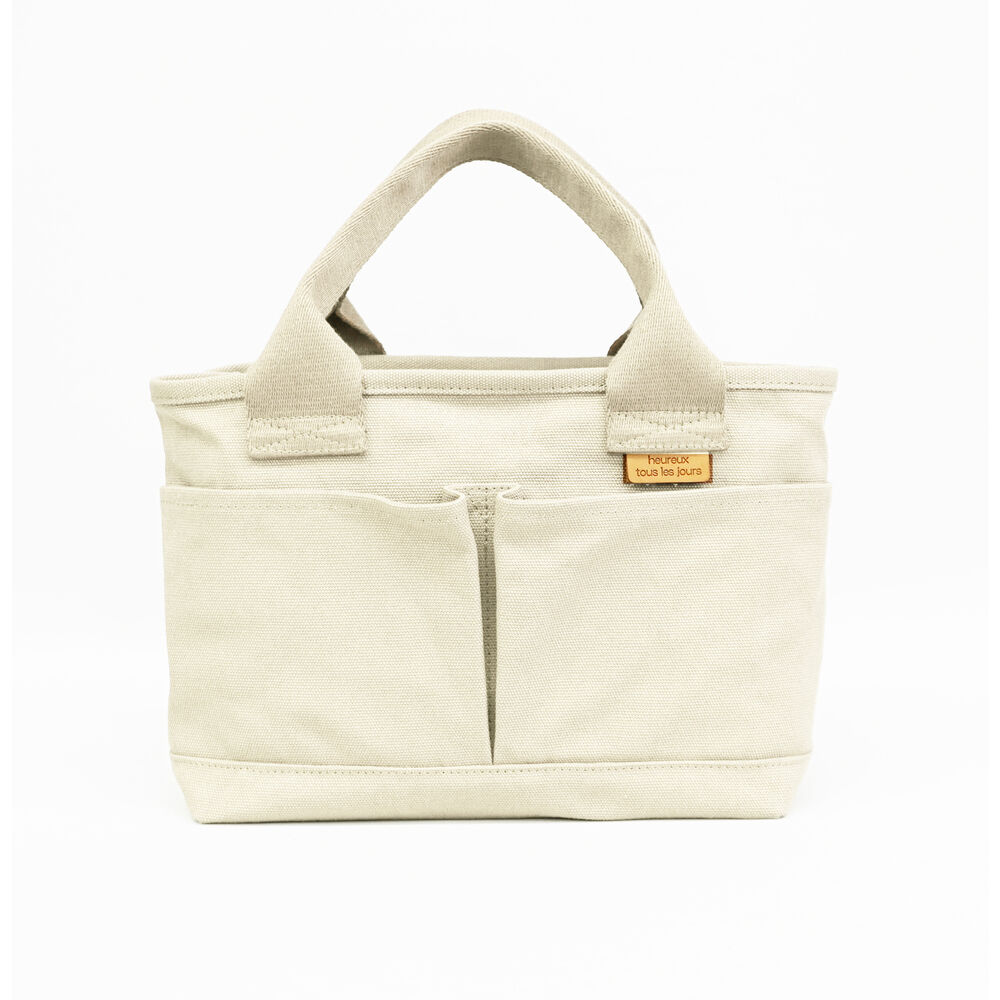 BACKYARD FAMILY「トートバッグ 仕切りあり キャンバス 小さめ 通販 キャンバストート 仕切り 大容量 自立 手提げ」|トートバッグ|ホワイト1