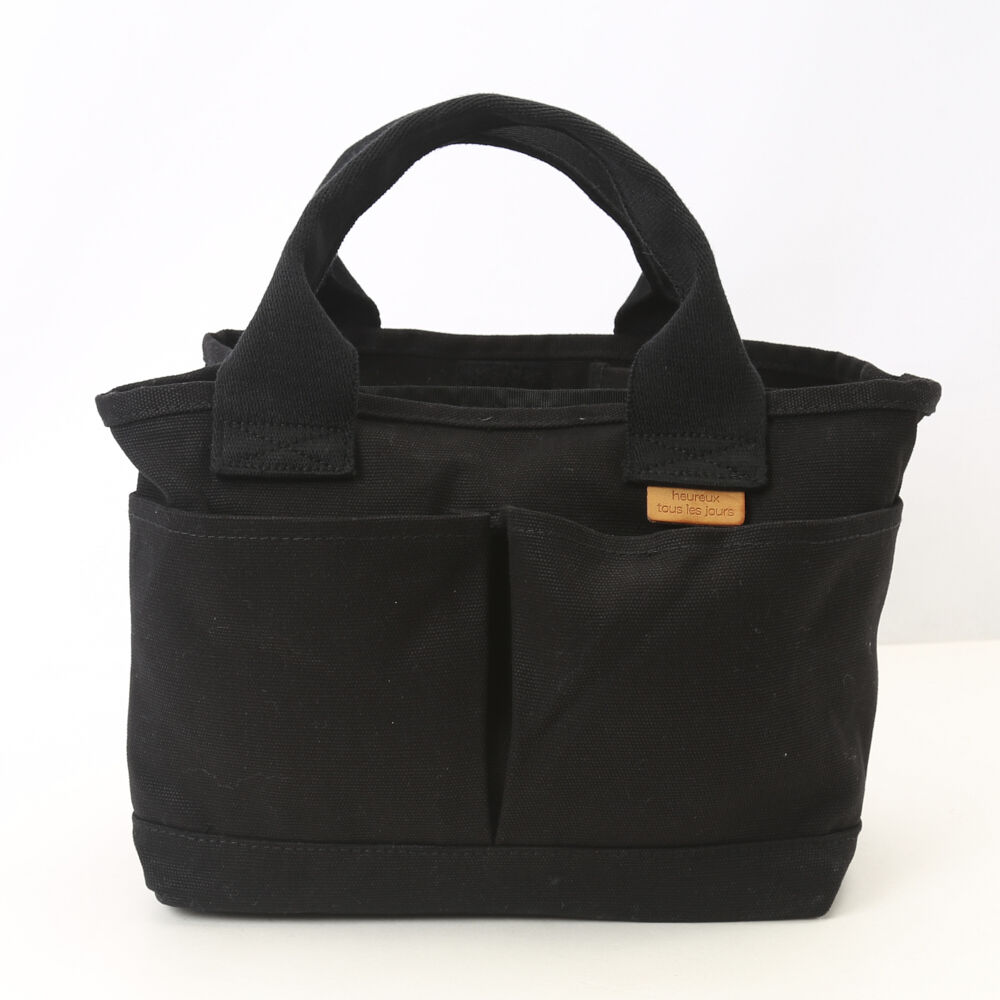 BACKYARD FAMILY「トートバッグ 仕切りあり キャンバス 小さめ 通販 キャンバストート 仕切り 大容量 自立 手提げ」|トートバッグ|ブラック1