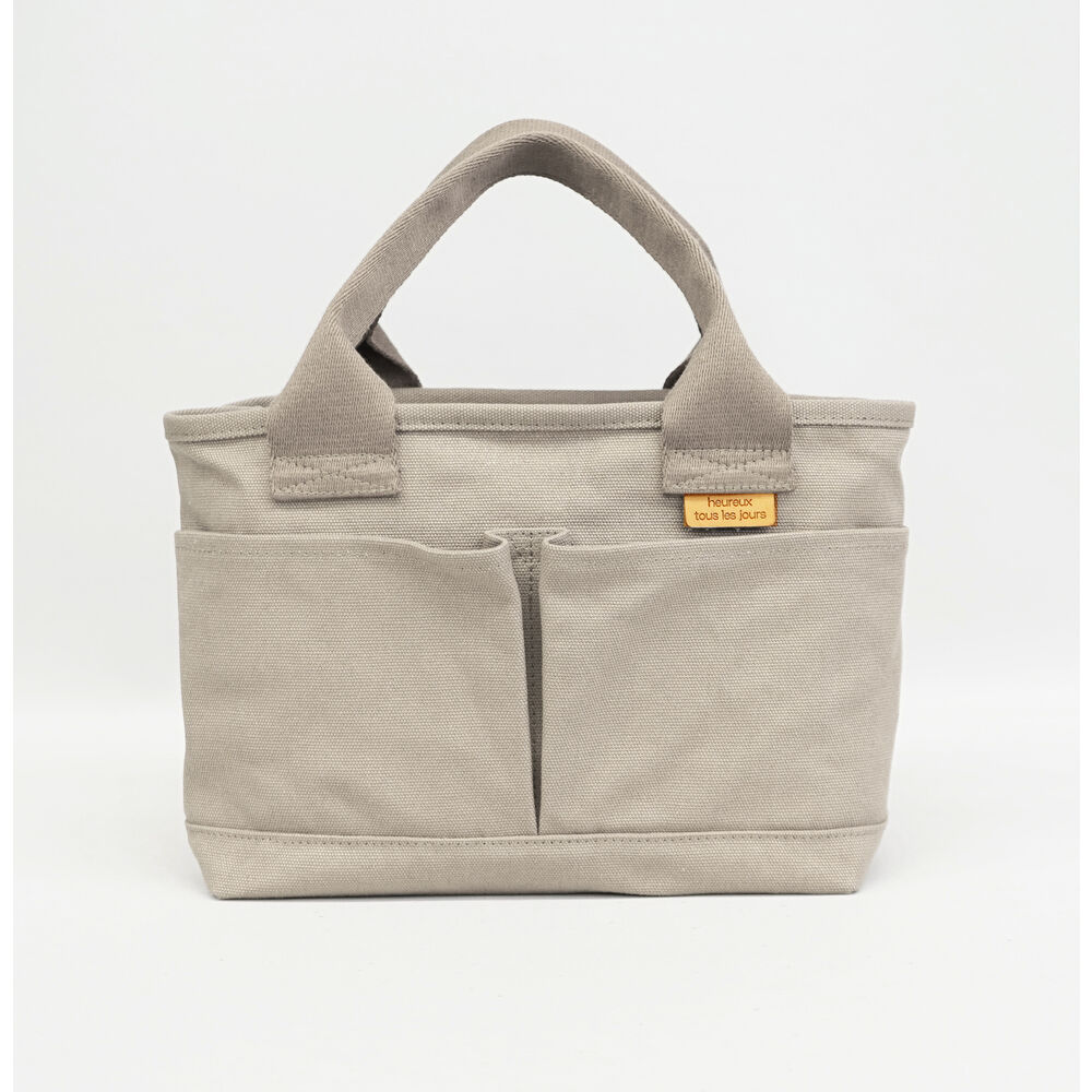 BACKYARD FAMILY「トートバッグ 仕切りあり キャンバス 小さめ 通販 キャンバストート 仕切り 大容量 自立 手提げ」|トートバッグ|グレー1