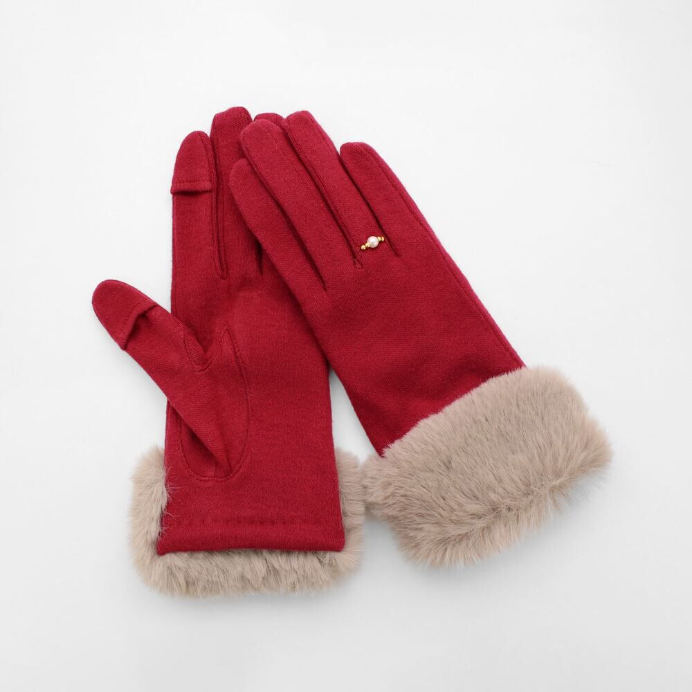 BACKYARD FAMILY「クロダ 手袋 レディース 通販 グローブ 手ぶくろ 暖かい かわいい スマートフォン対応 スマホ」|手袋|レッド2