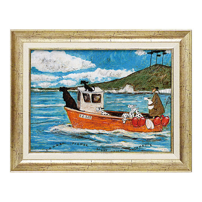 BACKYARD FAMILY「アートフレーム 通販 サムトフト 犬と釣り人と小さな船 壁掛けアート 絵画 壁飾り W48 x」|その他|