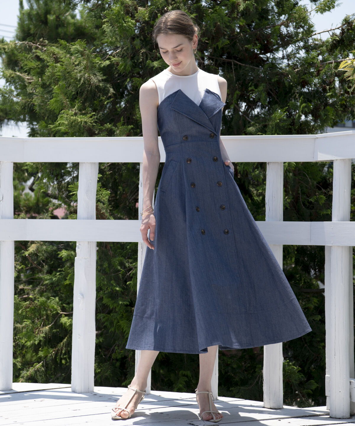 アンドクチュール「デニム切替トレンチワンピース」|ワンピース|