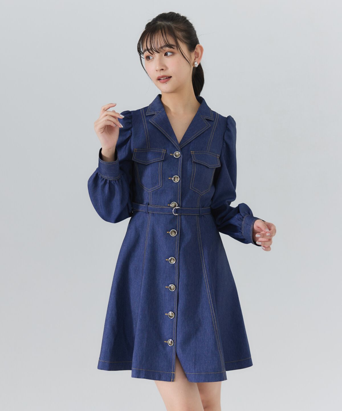 REDYAZEL「デニムライクミニシャツワンピース」|ワンピース|