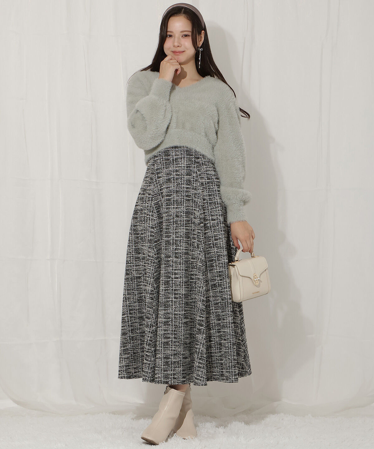 WILLSELECTION「シャギーニット&times;フレアワンピース」|ワンピース|