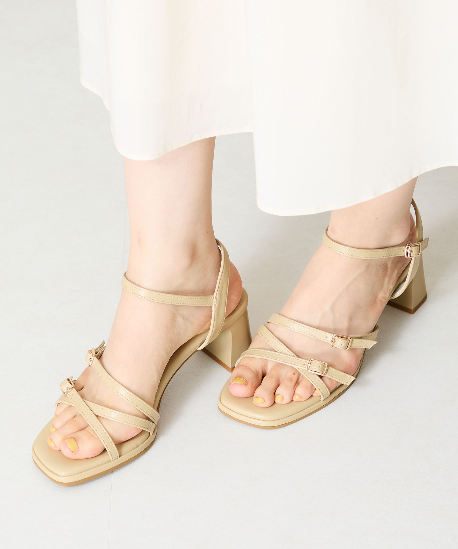 ORiental TRaffic「●2025春夏新作●スクエアバックルデザインヒールサンダル/51233」|サンダル|