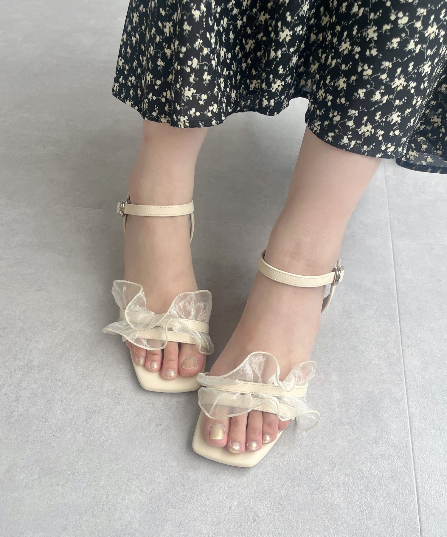 ORiental TRaffic「【WEB限定】フリルストラップヒールサンダル/55210 トレンド 人気 ヒール7cm」|サンダル|