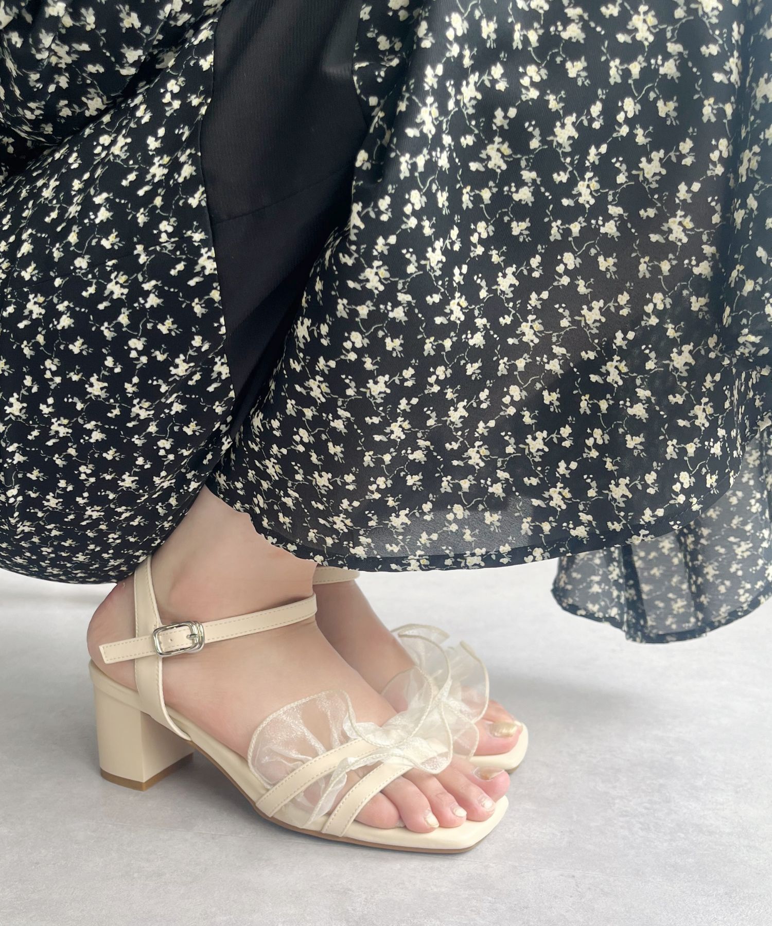 ORiental TRaffic「【WEB限定】フリルストラップヒールサンダル/55210 トレンド 人気 ヒール7cm」|サンダル|