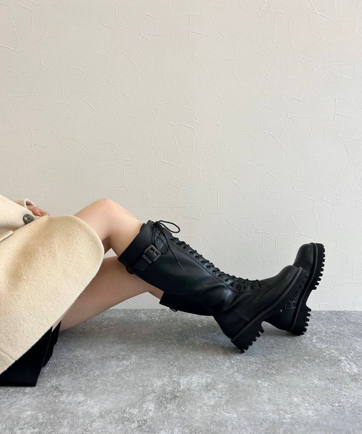 ORiental TRaffic「サイドベルト レースアップ ロングブーツ /55501 ストレッチ」|ロングブーツ|